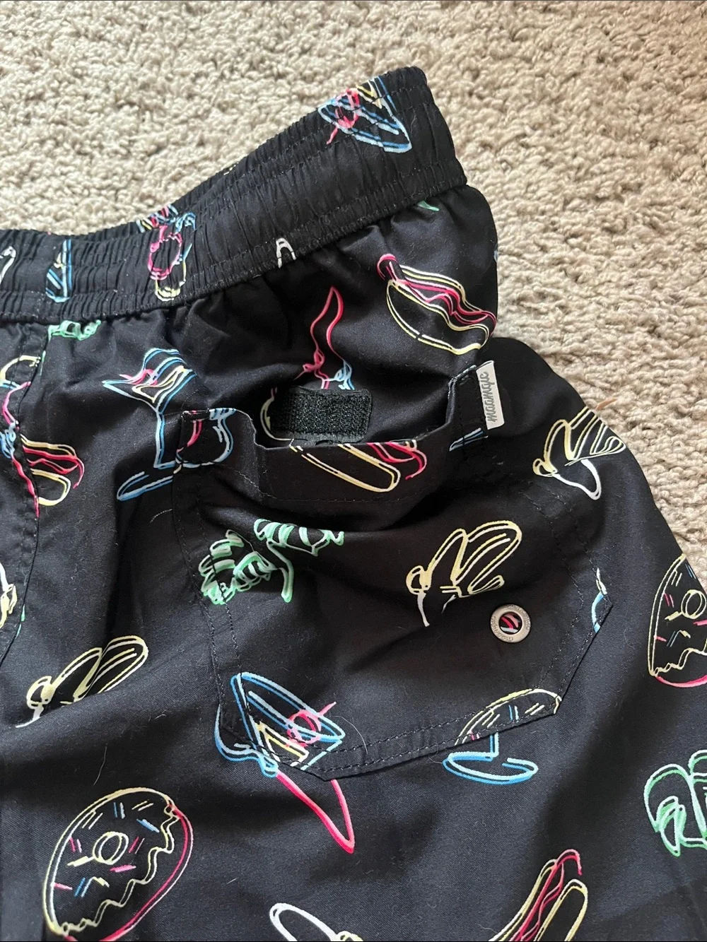 Men's Black Neon Graphic Shorts